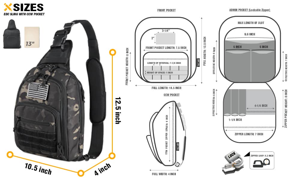 Concealed Carry Sling Bag size